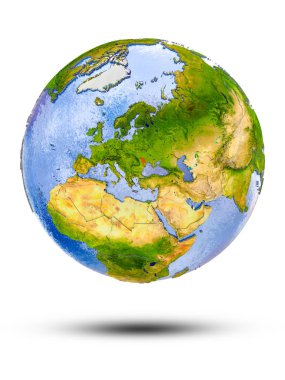 Moldova Globe izole beyaz zemin üzerine gölge ile. 3D çizim.