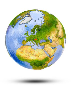 Macaristan Globe izole beyaz zemin üzerine gölge ile. 3D çizim.