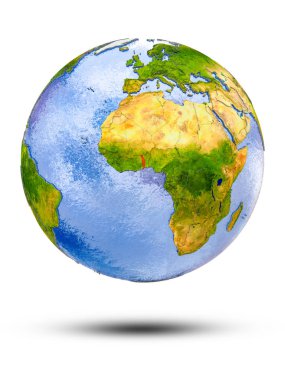 Togo Globe izole beyaz zemin üzerine gölge ile. 3D çizim.