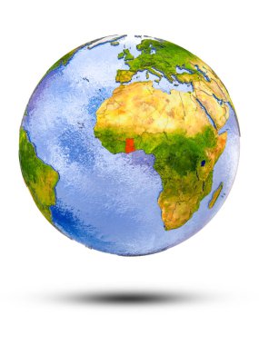 Gana Globe izole beyaz zemin üzerine gölge ile. 3D çizim.