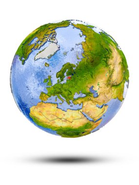 Estonya Globe izole beyaz zemin üzerine gölge ile. 3D çizim.