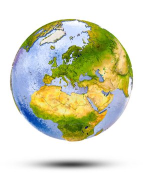 Kosova Globe izole beyaz zemin üzerine gölge ile. 3D çizim.