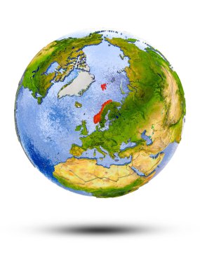 Norveç Globe izole beyaz zemin üzerine gölge ile. 3D çizim.