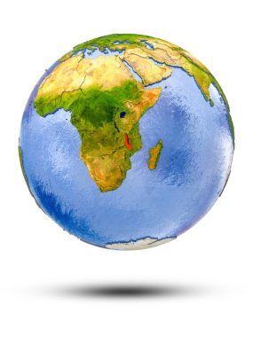 Malavi Globe izole beyaz zemin üzerine gölge ile. 3D çizim.