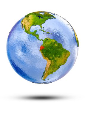 Ekvador Globe izole beyaz zemin üzerine gölge ile. 3D çizim.