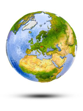 Slovakya Globe izole beyaz zemin üzerine gölge ile. 3D çizim.