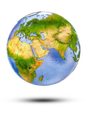 Katar Globe izole beyaz zemin üzerine gölge ile. 3D çizim.