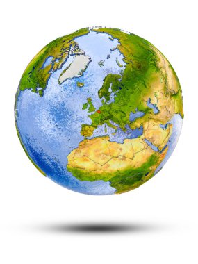 Belçika Globe izole beyaz zemin üzerine gölge ile. 3D çizim.