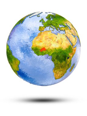 Burkina Faso Globe izole beyaz zemin üzerine gölge ile. 3D çizim.
