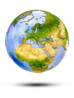 Makedonya Globe izole beyaz zemin üzerine gölge ile. 3D çizim.