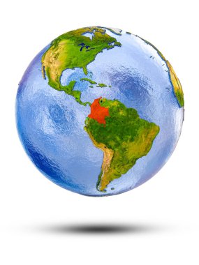 Kolombiya Globe izole beyaz zemin üzerine gölge ile. 3D çizim.