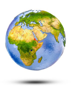 Eritre Globe izole beyaz zemin üzerine gölge ile. 3D çizim.
