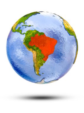 Brezilya Globe izole beyaz zemin üzerine gölge ile. 3D çizim.