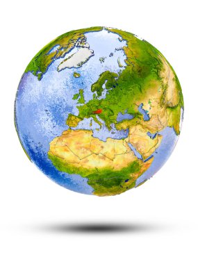 Avusturya Globe izole beyaz zemin üzerine gölge ile. 3D çizim.
