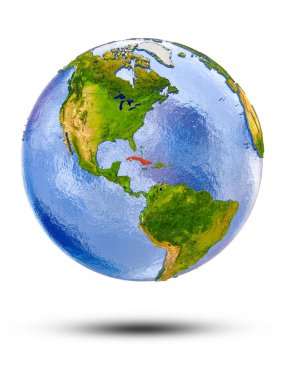 Küba Globe izole beyaz zemin üzerine gölge ile. 3D çizim.