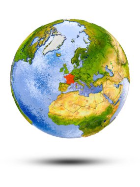 Fransa Globe izole beyaz zemin üzerine gölge ile. 3D çizim.