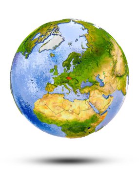 Çek Cumhuriyeti Globe izole beyaz zemin üzerine gölge ile. 3D çizim.