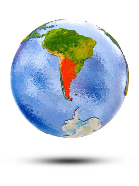 Argentine Sur Globe Avec Ombre Isolée Sur Fond Blanc Illustration — Photo