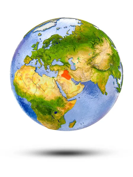 Ірак Земній Кулі Тінню Ізольовані Білому Тлі Ілюстрація — стокове фото