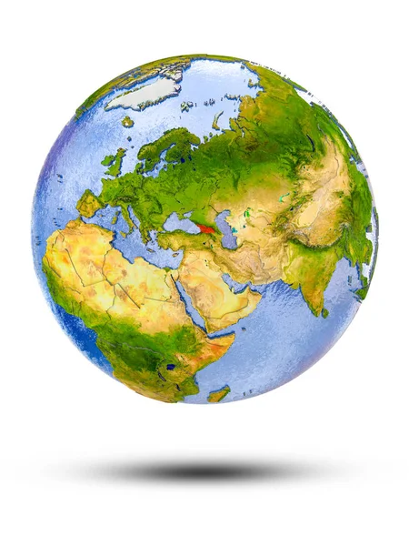 Грузія Земній Кулі Тінню Ізольовані Білому Тлі Ілюстрація — стокове фото