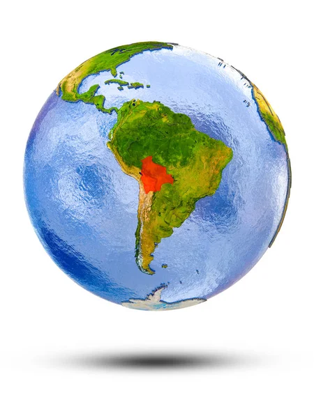 Bolívia Világon Árnyék Elszigetelt Fehér Background Illusztráció — Stock Fotó