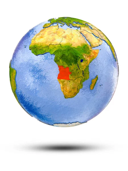 Ангола Земній Кулі Тінню Ізольовані Білому Тлі Ілюстрація — стокове фото