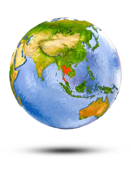 Thailand Globe Shadow Isolated White Background Illustration — Stock Photo, Image