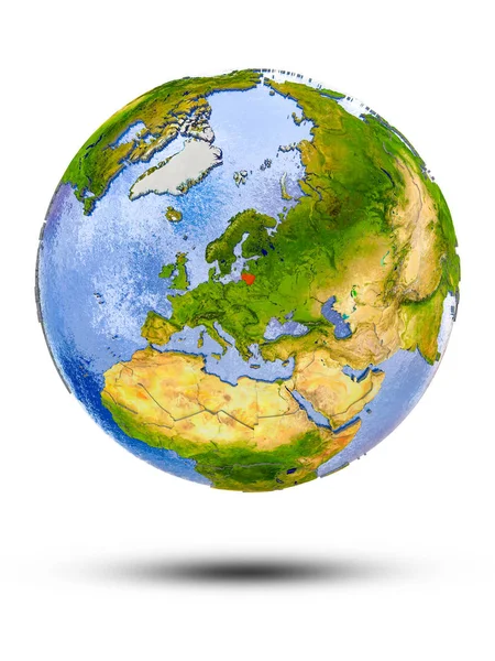 Litvanya Globe izole beyaz zemin üzerine gölge ile. 3D çizim.