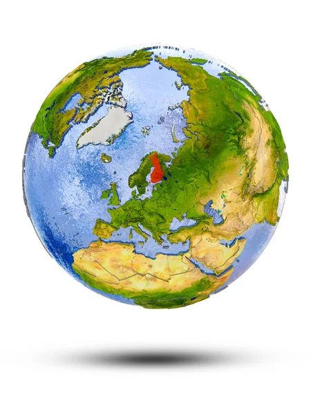 Finlandiya Globe izole beyaz zemin üzerine gölge ile. 3D çizim.