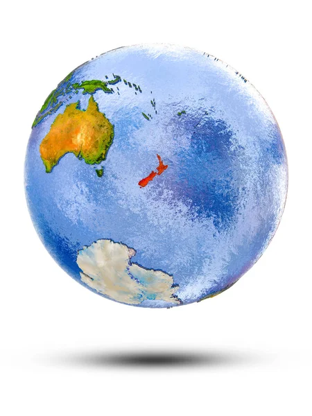 New Zealand Globe Shadow Isolated White Background Illustration — Stock Photo, Image