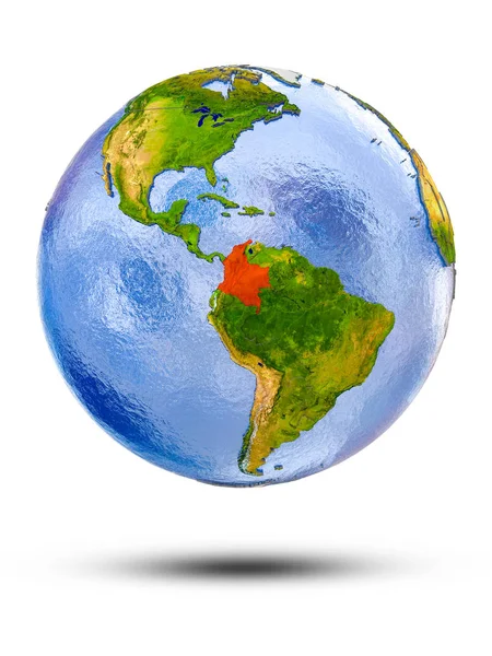 Kolombiya Globe izole beyaz zemin üzerine gölge ile. 3D çizim.