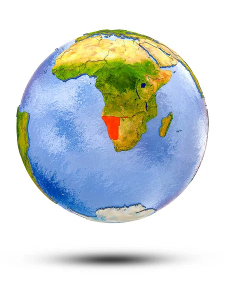 Namibie Sur Globe Avec Ombre Isolée Sur Fond Blanc Illustration — Photo