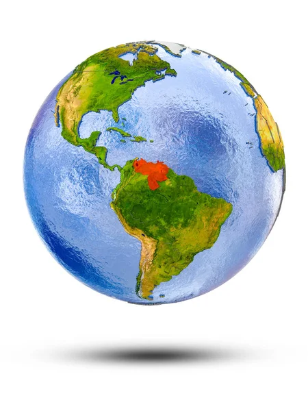 Венесуела Земній Кулі Тінню Ізольовані Білому Тлі Ілюстрація — стокове фото