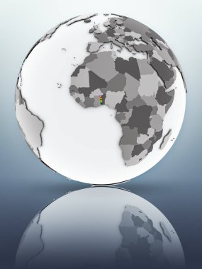 Togo dünya yüzeyinde yansıtan bayrağı ile. 3D çizim.