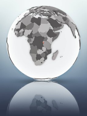 Burundi bayrağı yüzeyinde yansıtan dünya üzerinde. 3D çizim.