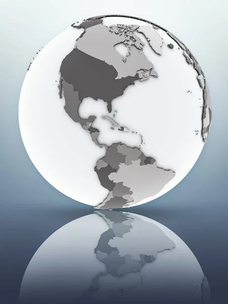Bahamas Flag Globe Reflecting Surface Illustration — Stock Photo, Image