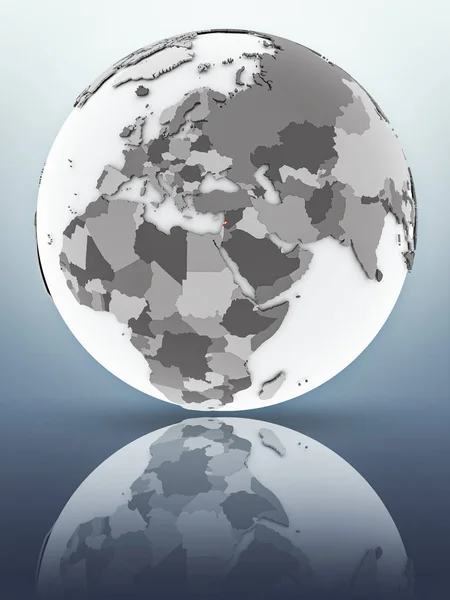 Lebanon Flag Globe Reflecting Surface Illustration — Stock Photo, Image