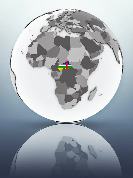 表面に反映して地球に旗を中央アフリカ イラストレーション — ストック写真