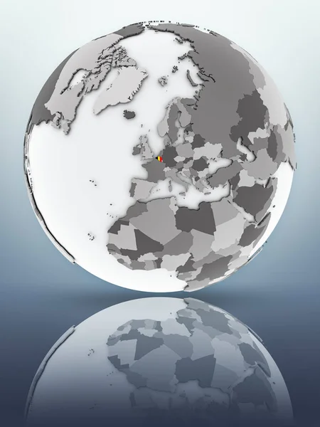 Belgium Flag Globe Reflecting Surface Illustration — Stock Photo, Image