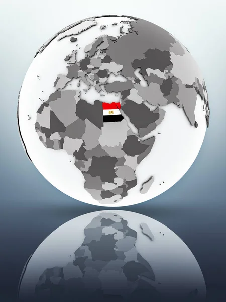 Egypt Flag Globe Reflecting Surface Illustration — Stock Photo, Image