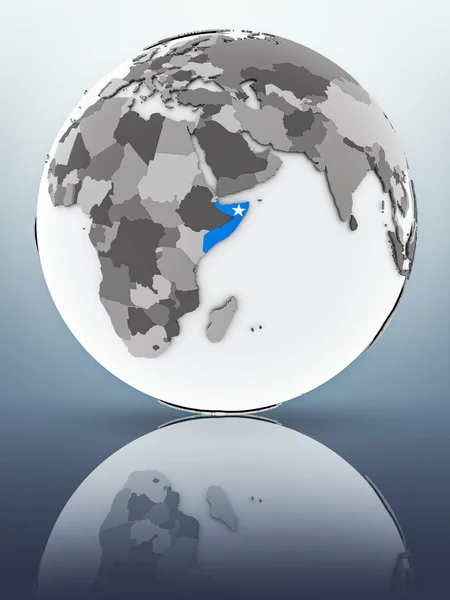 Somalia Con Bandera Globo Reflejándose Superficie Ilustración — Foto de Stock