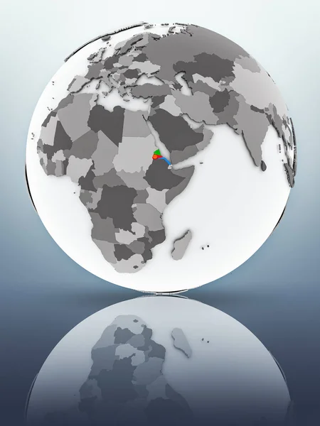 Eritreia Com Bandeira Globo Refletindo Superfície Ilustração — Fotografia de Stock