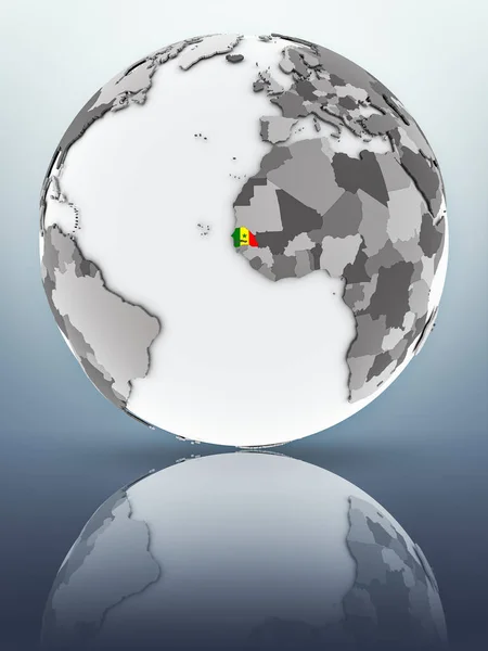Сенегал Прапором Всьому Світу Відображають Поверхні Ілюстрація — стокове фото