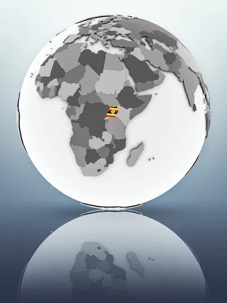 Уганда Прапором Всьому Світу Відображають Поверхні Ілюстрація — стокове фото