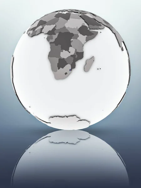 Swaziland Flag Globe Reflecting Surface Illustration — Stock Photo, Image