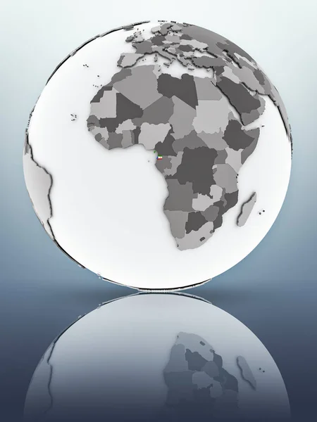 Equatorial Guinea Flag Globe Reflecting Surface Illustration — Stock Photo, Image