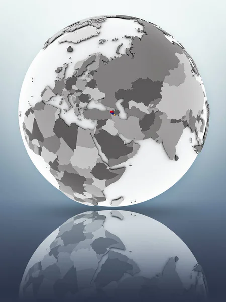 Armenia Flag Globe Reflecting Surface Illustration — Stock Photo, Image