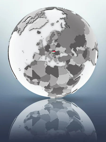 Hungary Flag Globe Reflecting Surface Illustration — Stock Photo, Image