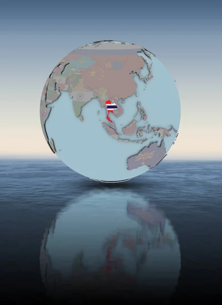 Thailand National Flag Globe Water Surface Illustration — Stock Photo, Image