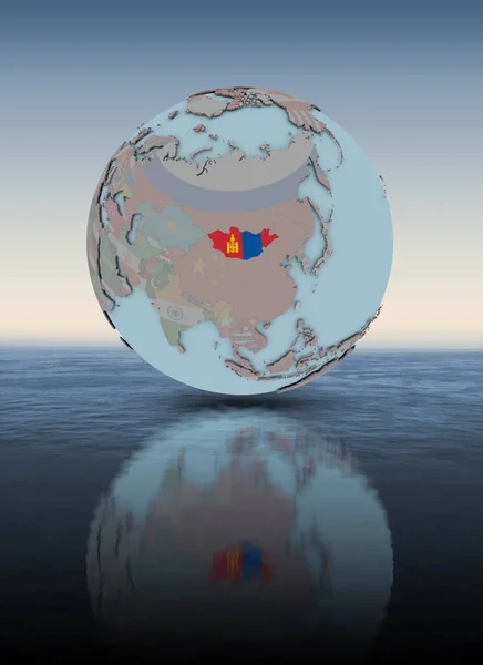 Монголия Национальным Флагом Поверхности Воды Иллюстрация — стоковое фото